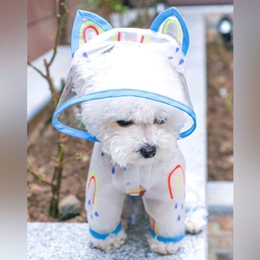 Rainbow Print Pet Raincoat - Picture 2 of 7